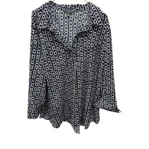 Investment Womens -“Paige” Black and‎ White Patterned Women's Blouse 2x